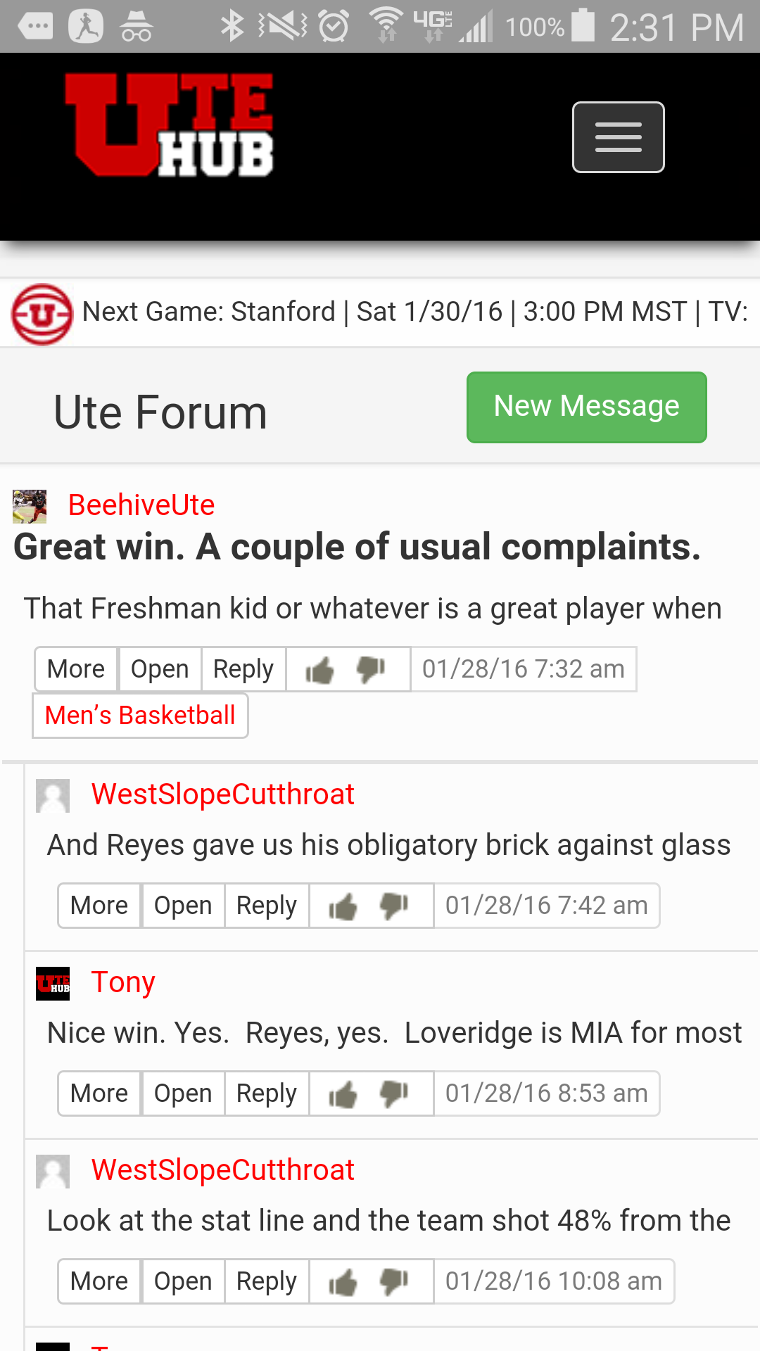 Utah UteFans forum mobile phone